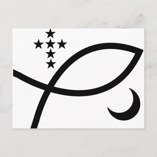 Postal Yemaya Veve en negro (Anverso)