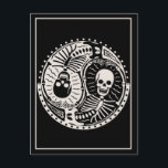 Postal Yin y Huesos<br><div class="desc">Símbolo Yin Yang con esqueletos,  negro y blanco,  camisetas,  sudores,  tarjetas,  regalos.</div>