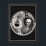 Postal Yin y Huesos<br><div class="desc">Símbolo Yin Yang con esqueletos,  negro y blanco,  camisetas,  sudores,  tarjetas,  regalos.</div>