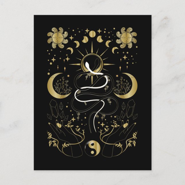 Postal Yin Yang Crescent Moon Sun Serpientes Celestes (Anverso)