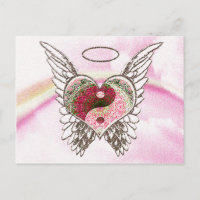 Yin Yang Heart Angel Wings Watercolor