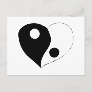 Postal Yin Yang Heart (B/W)