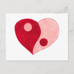 Postal Yin Yang Heart (Rojo/Rosa)