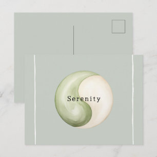 Postal Yin Yang Meditación Personalizada Verde Oliva 