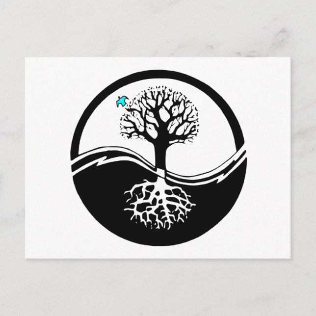 Postal Yin Yang Tree Of Life Black & White (Anverso)