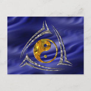 Postal Yin & Yang / Tribal - oro plata