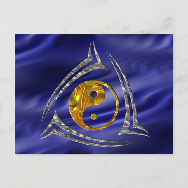 Postal Yin & Yang / Tribal - oro plata (Anverso)