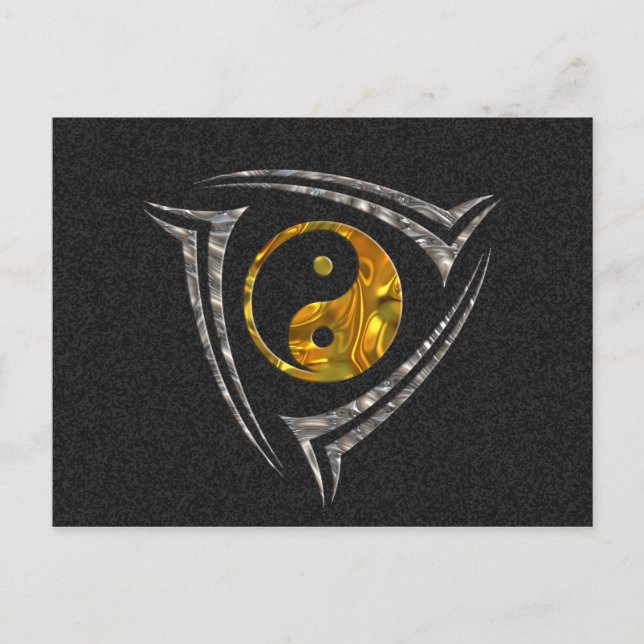 Postal Yin & Yang / Tribal - plata de oro (Anverso)