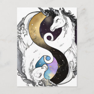 Postal Yin Yang Unicorns