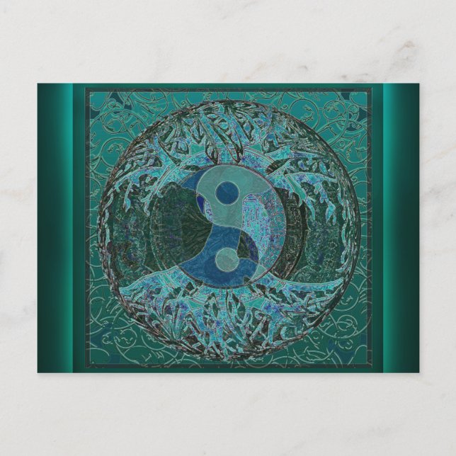 Postal Yin Yang verde (Anverso)