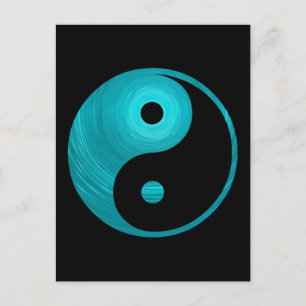 Postal Yin Yang Verde azulada Blue Aqua Spiral Template B