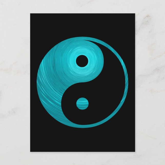 Postal Yin Yang Verde azulada Blue Aqua Spiral Template B (Anverso)