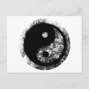 Postal Yin Yang White Black Art Gibney El MUSEO Zazzle