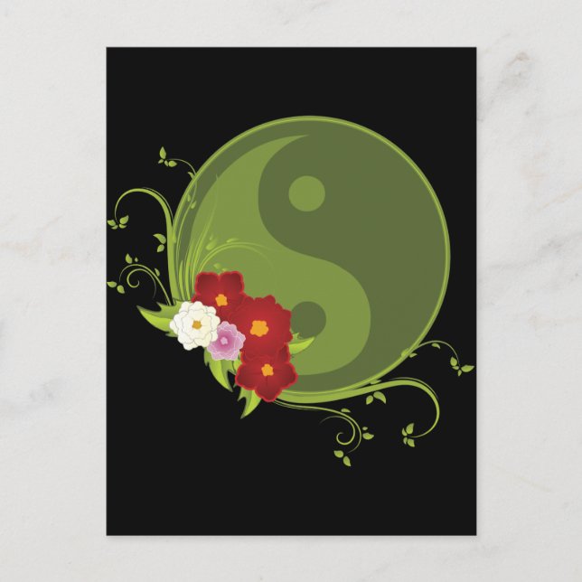 Postal Yin Yang y Flowers (Anverso)