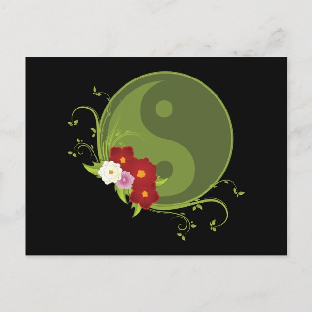 Postal Yin Yang y Flowers (Anverso)