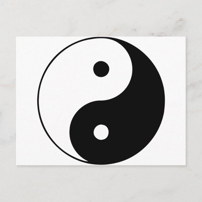 Postal Yin Yang Ying Taoism Rótulo chino Taijitu Black (Anverso)