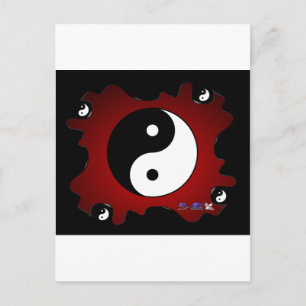 POSTAL YING YANG PRODUCTOS DE FONDO ROJO