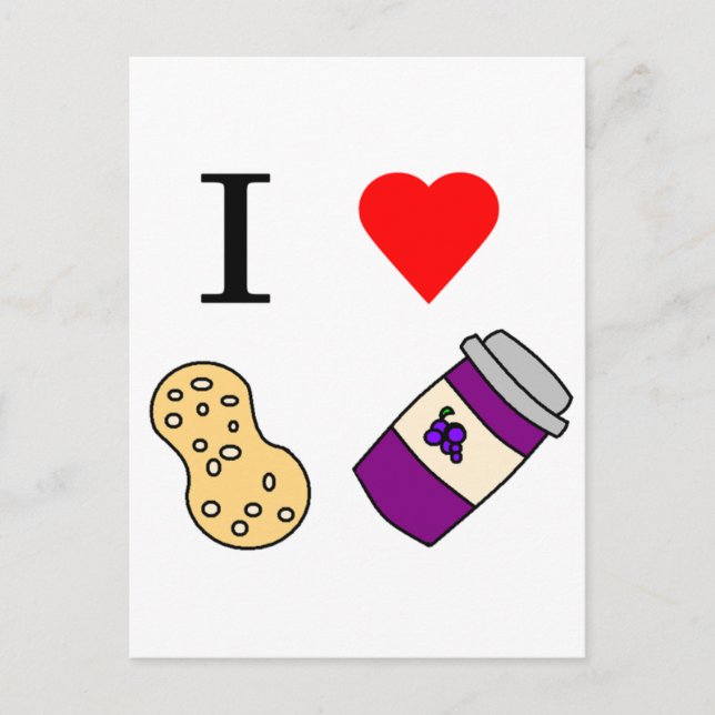 Postal Yo corazón a Peanut Butter y Jelly (Anverso)