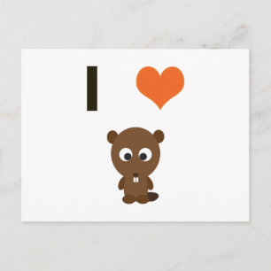 Postal Yo corazón (amor) castores