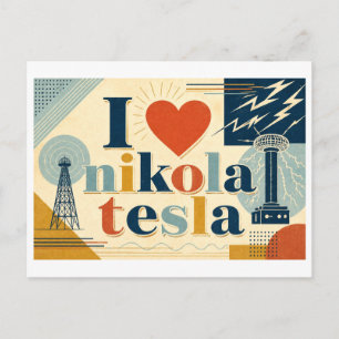 Postal "Yo [Corazón] Nikola Tesla"