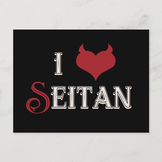 Postal Yo "corazón" Seitan divertido diseño vegano (Anverso)