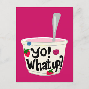 Postal ¡Yo! ¿Qué Pasa? Cute griego Yogurt Cup Blank
