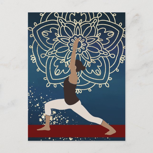 Postal Yoga Gold, Blue y Red Mandala Personalizada (Anverso)