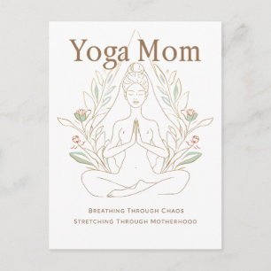 Postal Yoga Mamá Respirando a Través de la Maternidad