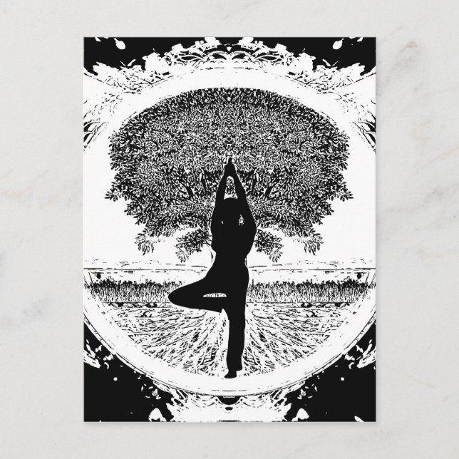 Postal Yoga y árbol de la vida (Anverso)