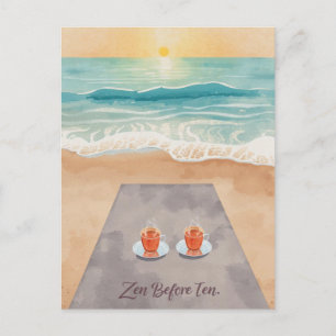 Postal Yoga zen antes de las diez junto a la playa