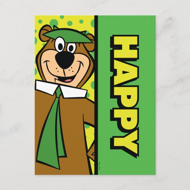 Postal Yogi Bear Feliz (Anverso)