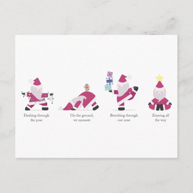 Postal Yogi Santa Funny Yoga Pun Navidades vacaciones (Anverso)