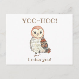 Postal Yoo-hoo Barn Owl Te Extraño A Tu Maestra Escolar