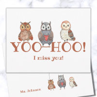 Yoo-hoo Watercolor Owls Te Extraño Profesor Escola