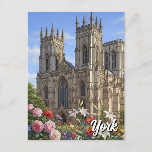 Postal York Minster England Flowers