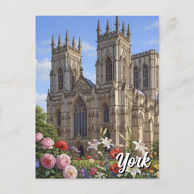 Postal York Minster England Flowers (Anverso)