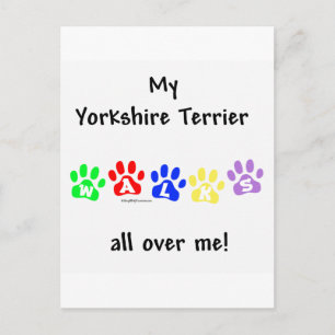 Postal Yorkie camina por encima de ti