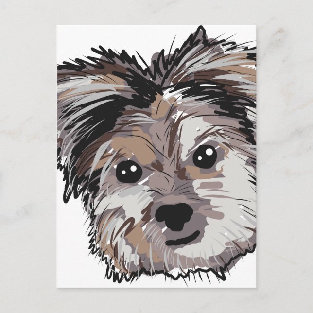 Postal Yorkie Dog Pup Face Sketch (Anverso)