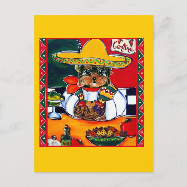 Postal Yorkie poo Cinco de Mayo (Anverso)