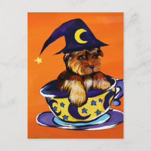 Postal Yorkie Poo de Halloween