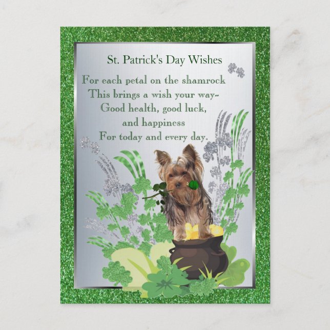 Postal Yorkie Puppy Health Luck Happiness St Patty Wiers (Anverso)
