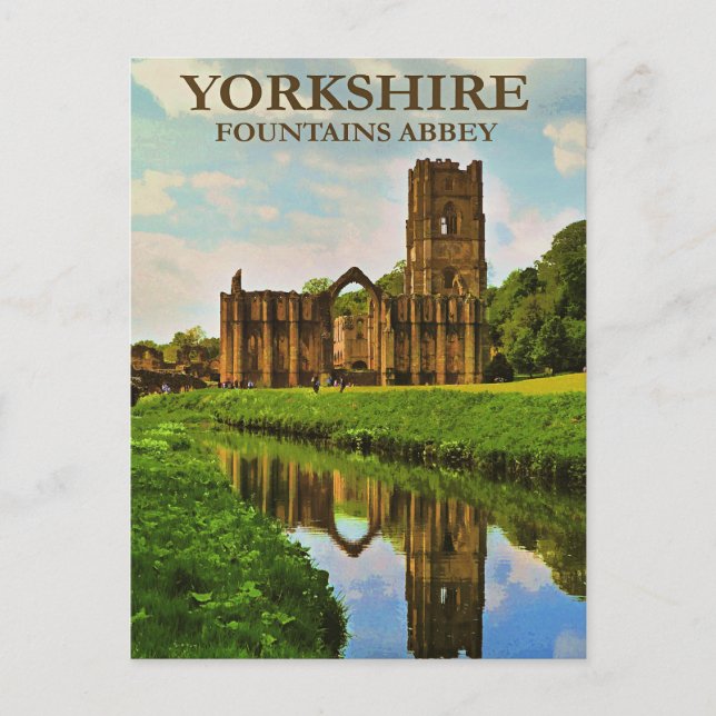 Postal Yorkshire, Abadía de Fountains, (Anverso)