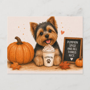 Postal Yorkshire Terrier Acogedor Pupaccino de Calabaza y