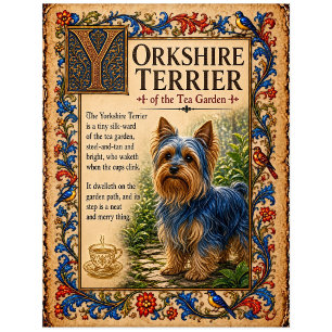 Postal Yorkshire Terrier, Arte de Bestiario Medieval