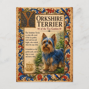 Postal Yorkshire Terrier, Arte de Bestiario Medieval
