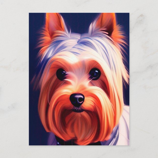 Postal Yorkshire Terrier Blue Portrait 003 (Anverso)
