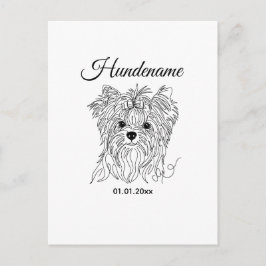 Postal Yorkshire Terrier one line art customizable dog