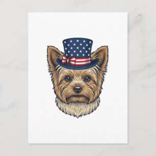 Postal Yorkshire Terrier Patriótico Vintage