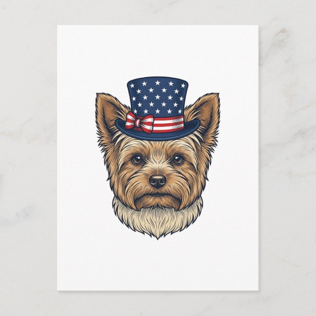 Postal Yorkshire Terrier Patriótico Vintage (Anverso)