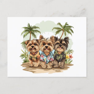 Postal Yorkshire Terrier Perro a Camisetas hawaianos